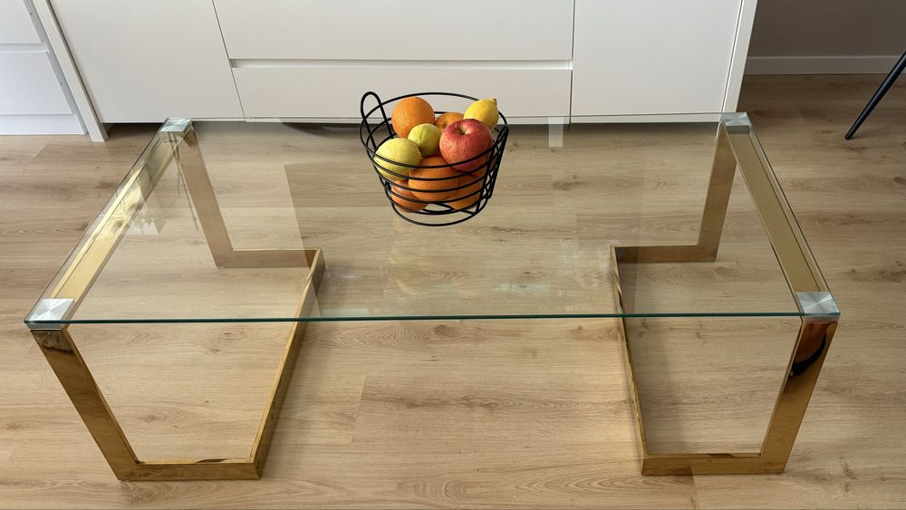 Nowoczesna szklano-złota ława! Wymiary 60 na 120