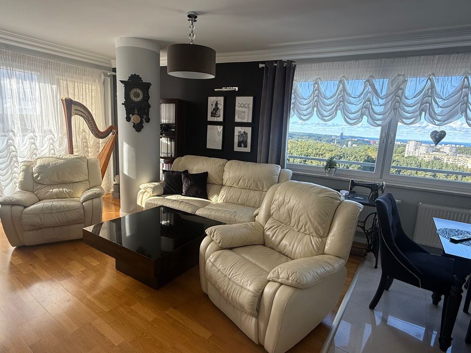 Skórzany zestaw wypoczynkowy SOFA+ 2 FOTELE w kolorze ecru