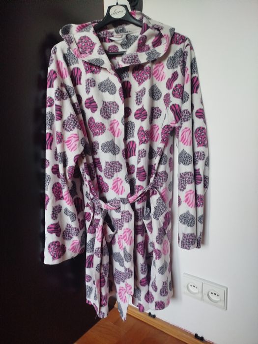 Szlafrok z kapturem i paskiem L