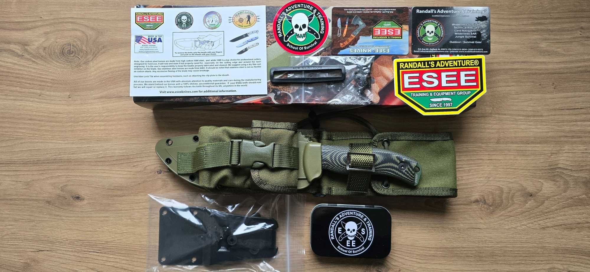 Nóż Esee 6 MOD G10 3D + molle patch + pouch OD Green