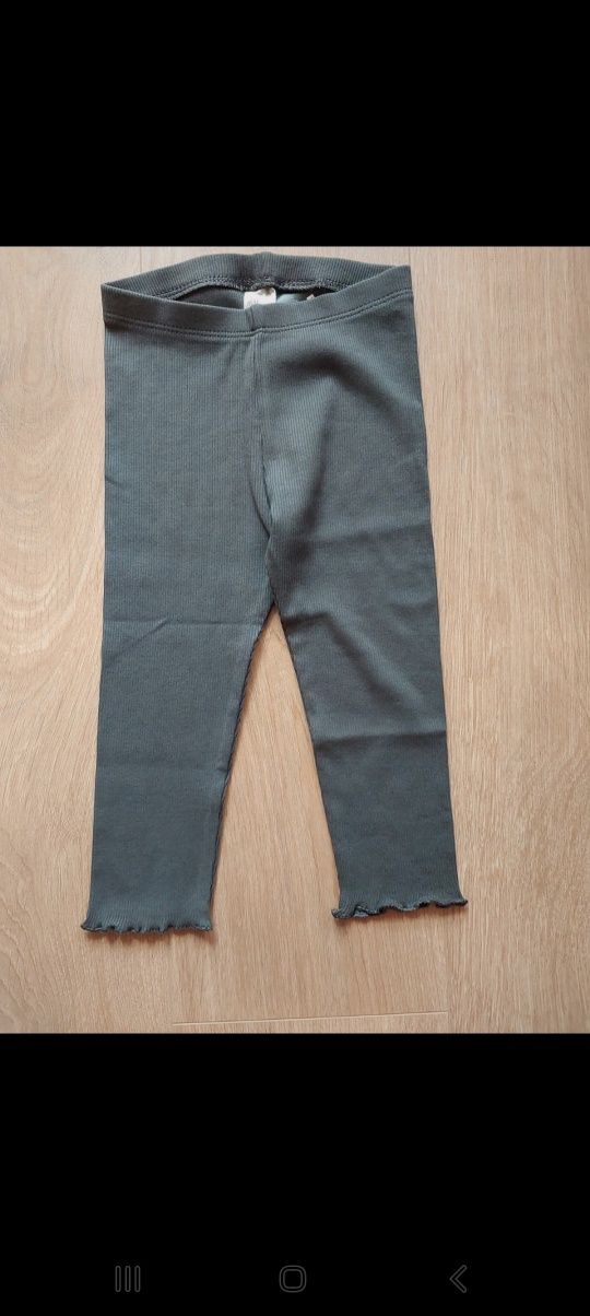 2 pak zestaw komplet prążek H&M 86 bluzka legginsy spodnie spodenki