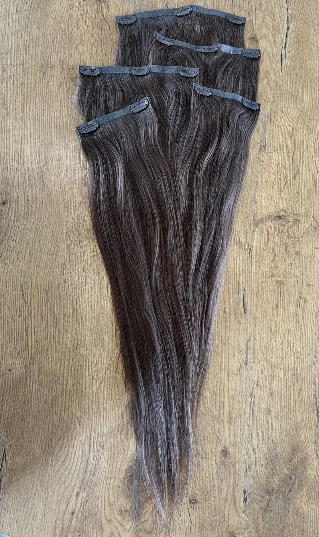 Włosy clip in bezszwowe 55 cm średni brąz 220g