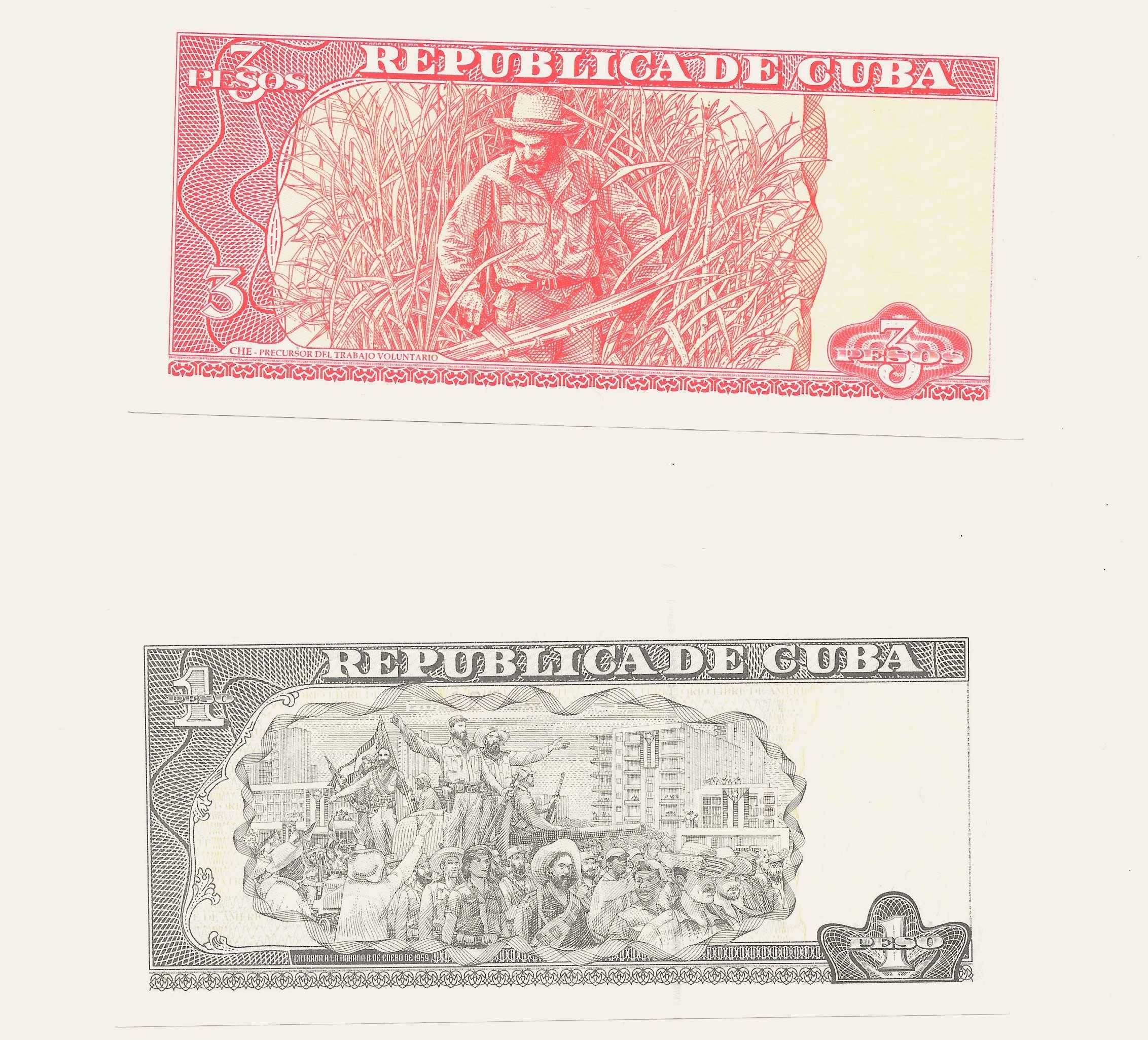 Cuba 3 Pesos 2004 Cuba 1 Peso 2007