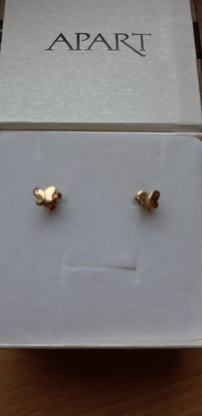 Śliczne kolczyki złote motylki z brylancikami nowe