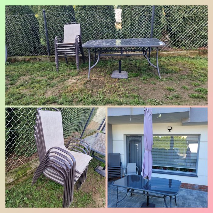 Stół parasol i krzesla ogrodowy komplet na taras transport