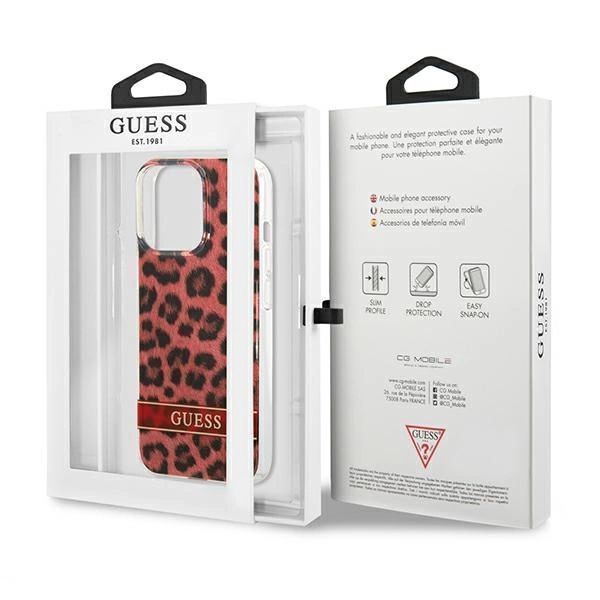 Etui Guess Leopard na iPhone 13 Pro / iPhone 13 - czerwone