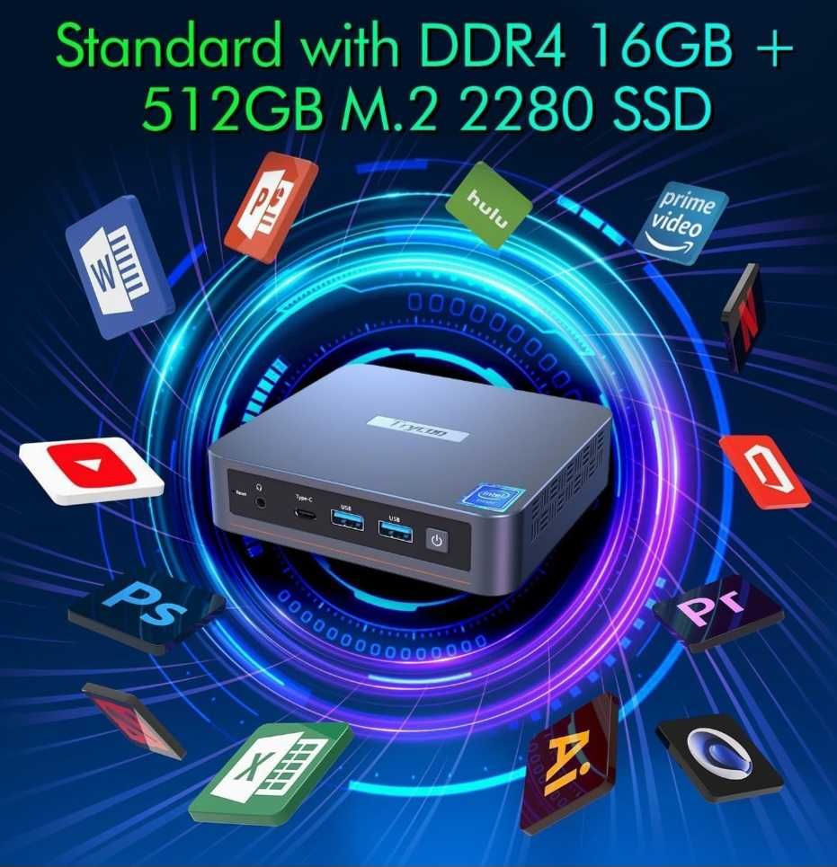 Przenośny mini komputer Trycoo
Mini PC WI-6 N100 Procesor WI-6-16-512