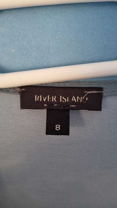 Sukienka szaro-błękitna, pięknie maskuje brzuszek, RiverIsland, rozm S