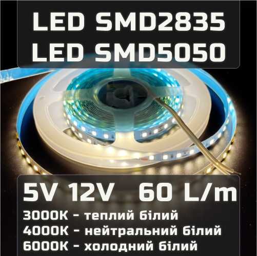 LED лента 60 120 ламп LED стрічка підсвітка кухні вітрин полиць