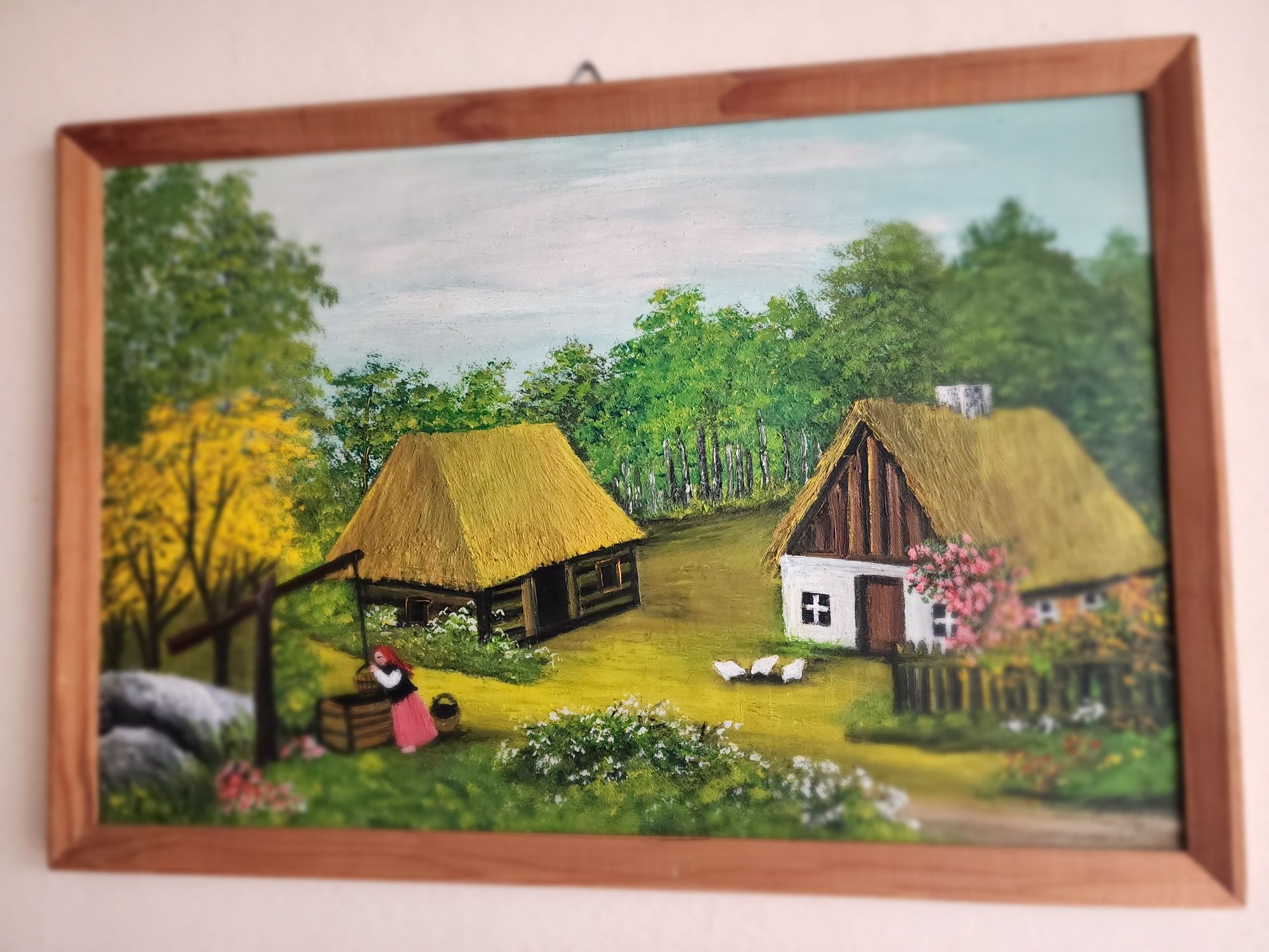 Obraz ręcznie malowany z okresu PRL