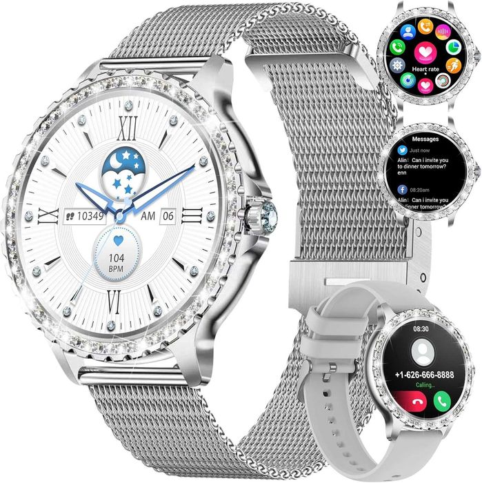 Smartwatch damski zegarek na rękę ze SpO2 cyklem menstruacyjnym, snu