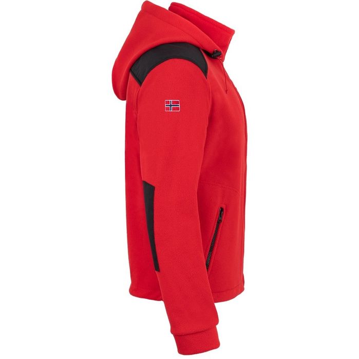 Męski ciepły gruby polar czerwony + wzmocnienia odpinany kaptur NORWAY