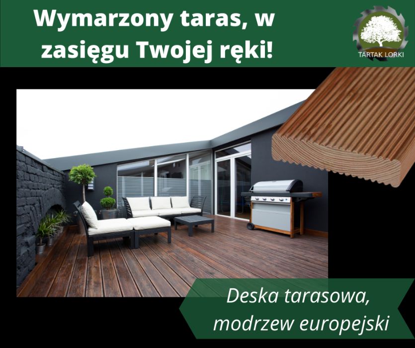 Deska tarasowa, ryflowana, modrzew europejski, SUSZONA