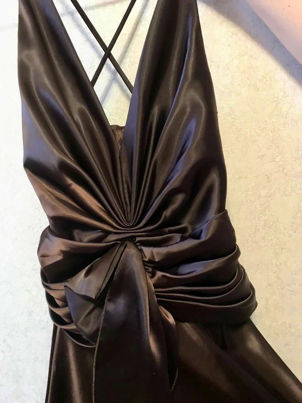 Сукня вечірня атласна колір шоколадний 46-48