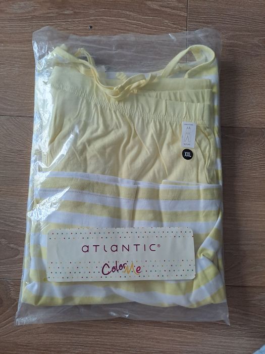 Piżama damska Atlantic, rozmiar XXL, kolor żółty, bawełna