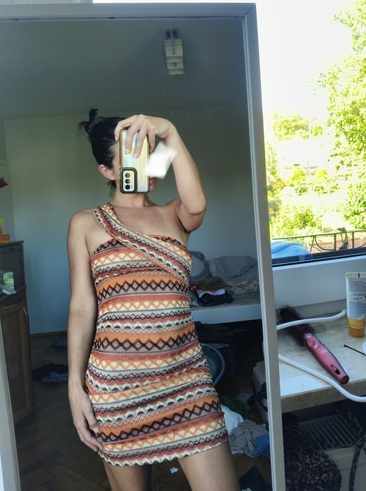 Knitted dress dziergana sukienka Boho beach dress S M