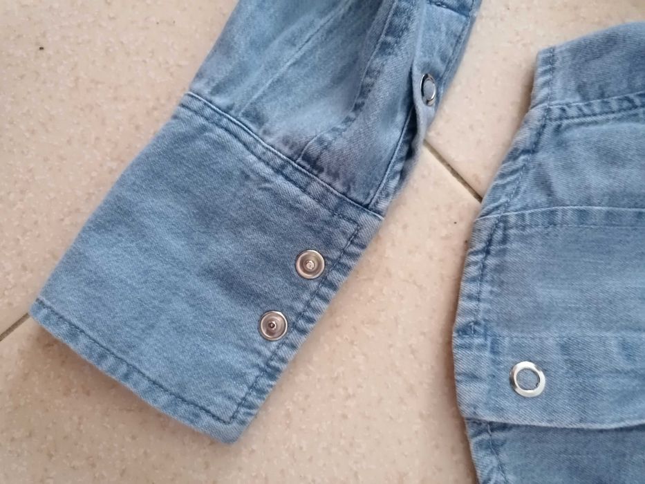 Camisa de ganga curta, da Zara, tamanho Xs