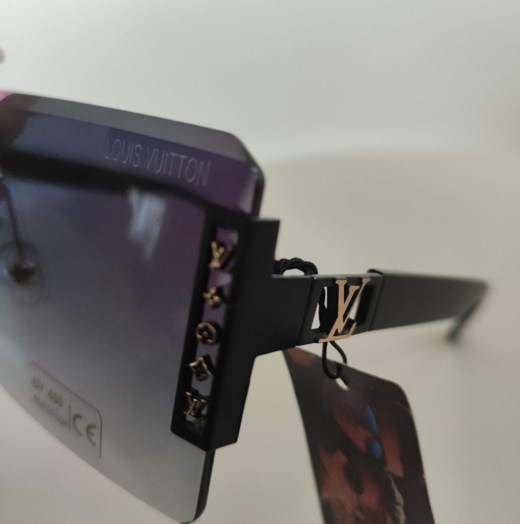 Okulary przeciwsłoneczne damskie UV400 Lv Louis fioletowe czarne