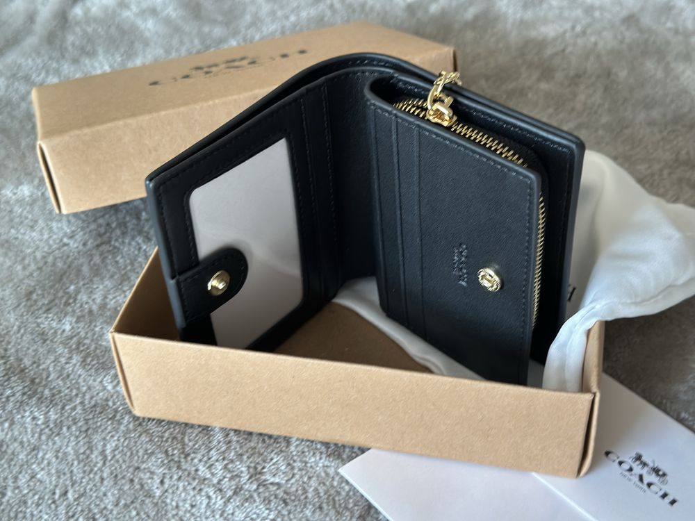 Гаманець Coach snap wallet шкіряний коричневий / кошельок женский коач