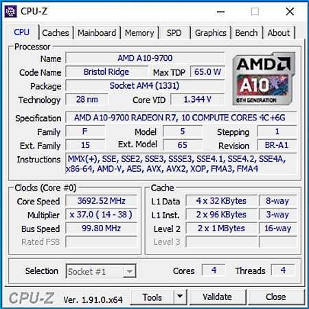 AMD A10-9700 3.8 Ghz Turbo, AM4