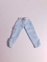 Spodnie dla lalki barbie niebieskie z paskiem