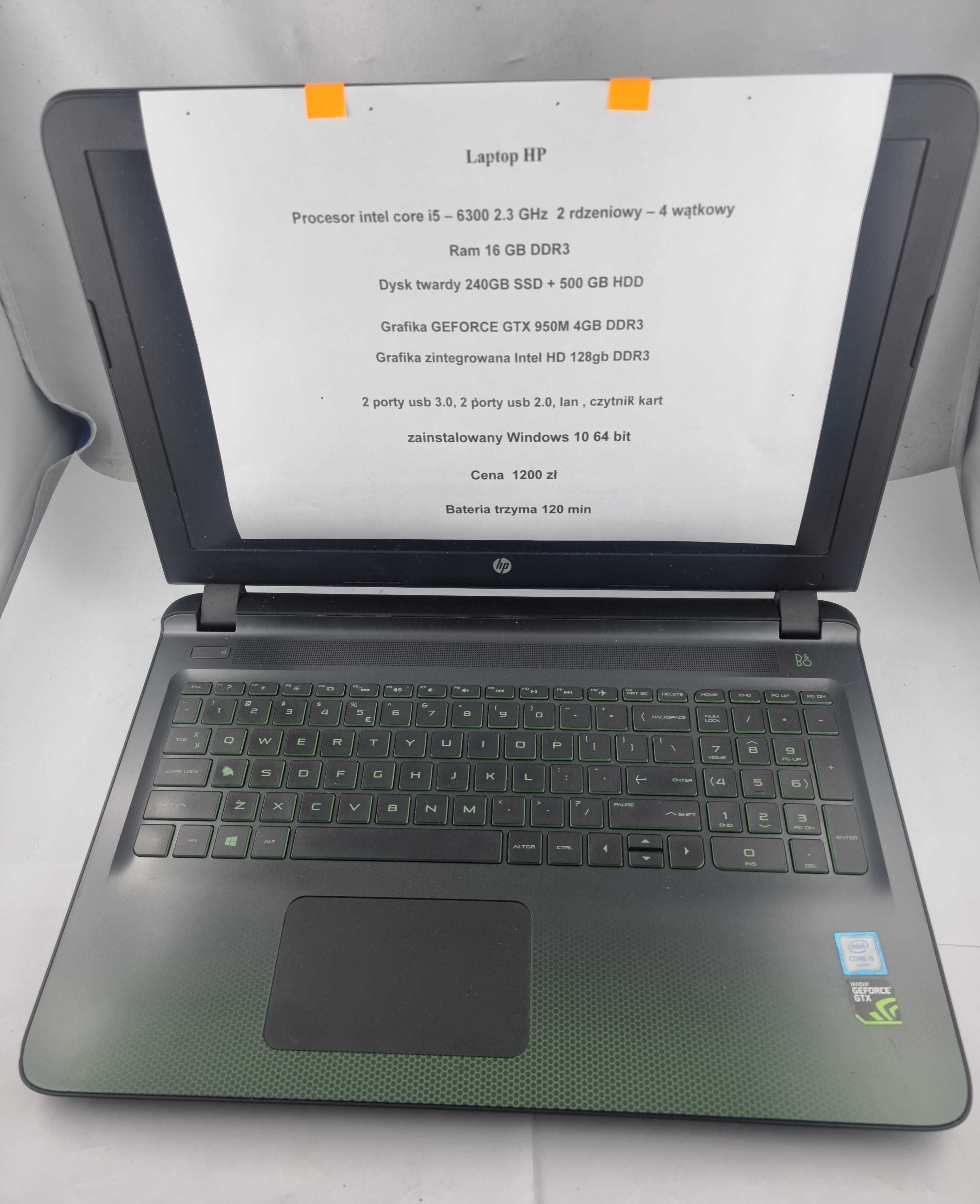 Laptop Gamingowy HP i5-6300/16gb/240SSD/GF950_4GB - Komis Wadowice