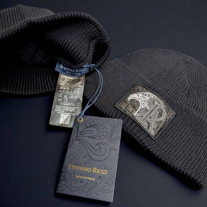 Шапка Stefano Ricci чорна чоловіча шапка стефано річчі чорна чоловіча