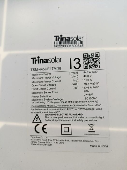 Сонячні панелі Trina solar (пошкоджені)