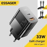 Комплект Быстрая зарядка ESSAGER GAN 33 Вт PD + QC3.0 + два кабеля 1м