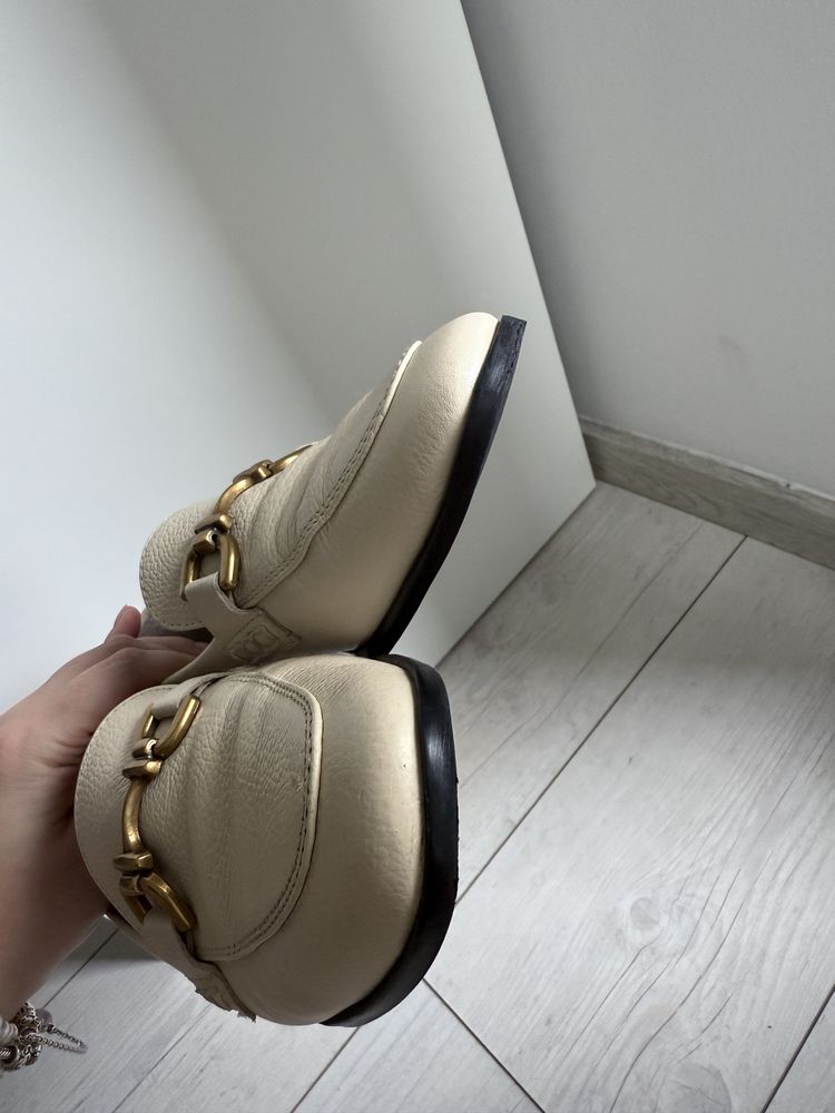 Skórzane kremowe mokasyny Zara 38 24,5 cm