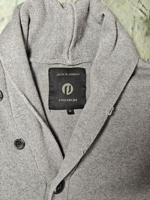 Elegancki Kardigan Męski Jack & Jones Premiu M kołnierzem Stan Idealny