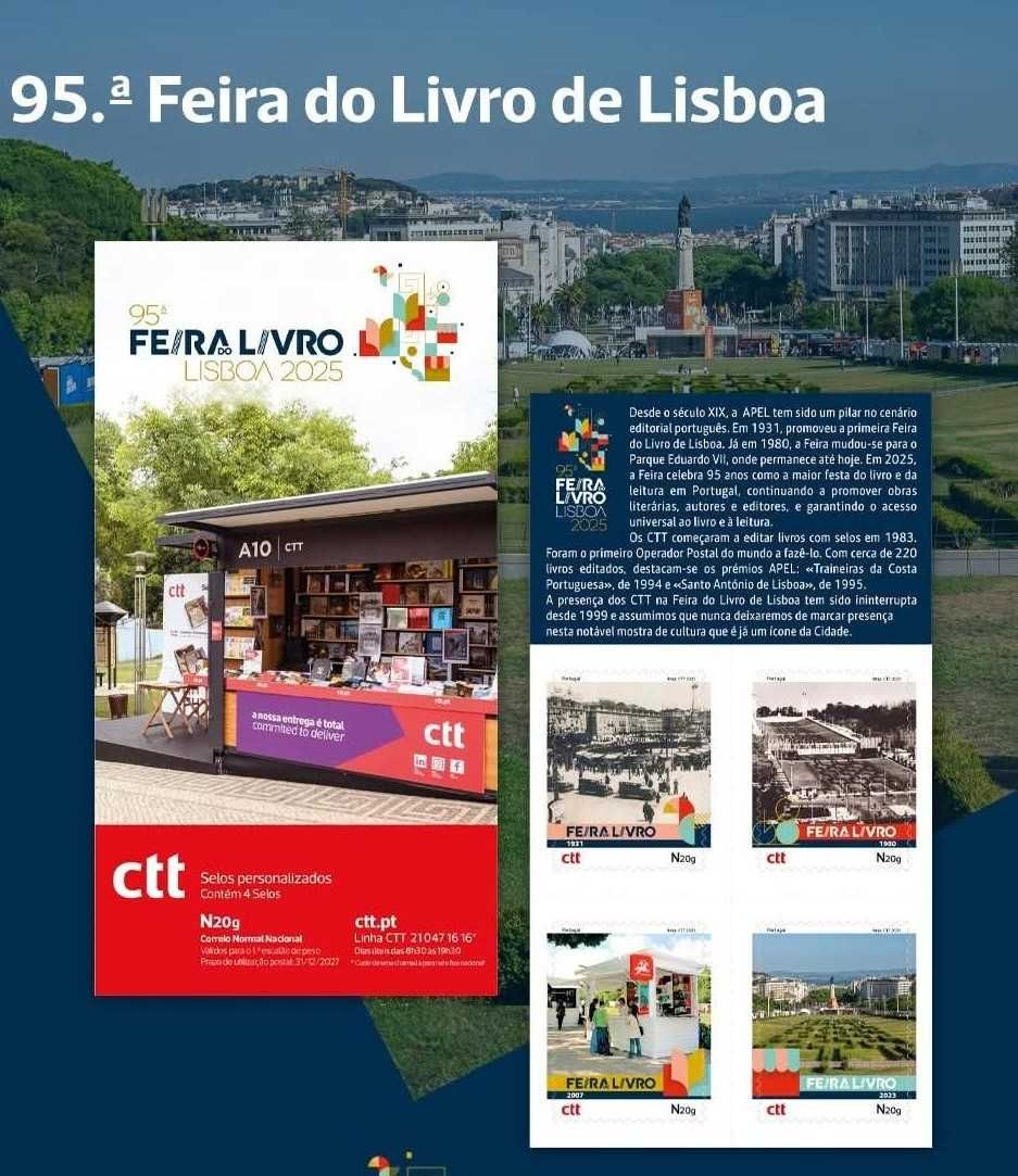 95ª FEIRA do LIVRO - Booklet CTT 4 selos auto adesivos - 2025