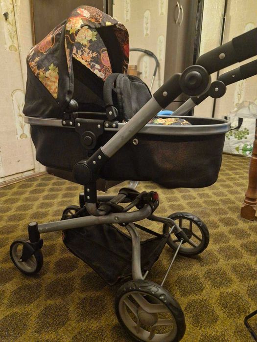 Візочок для ляльки трансформер розкладний (високий)