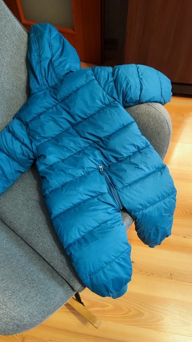 Niebieski bardzo ciepły kombinezon zimowy dla dziecka królik ocieplony