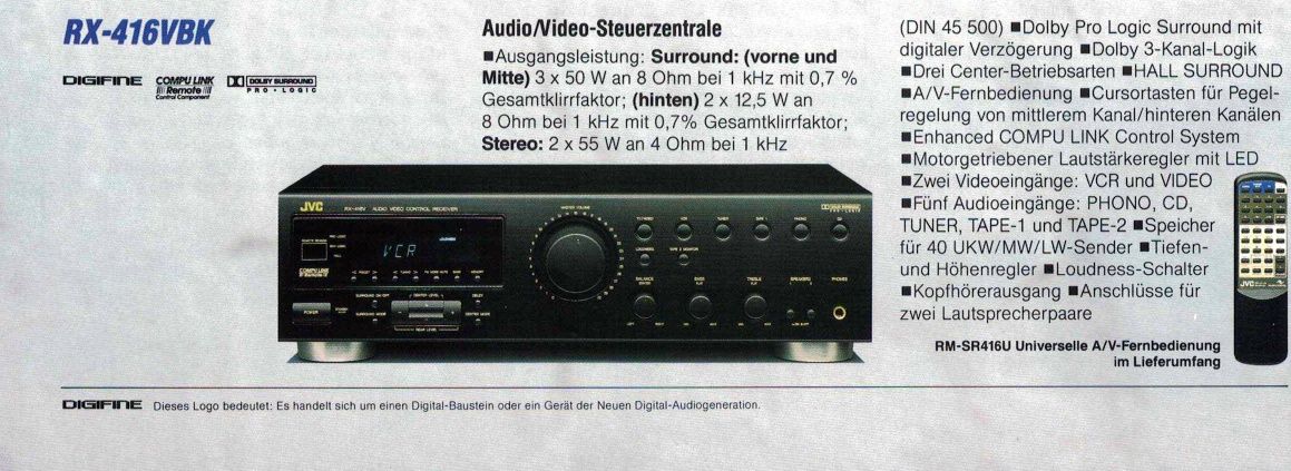 Amplituner JVC RX 416VBK + Odtwarzacz CD JVC XL W174BK