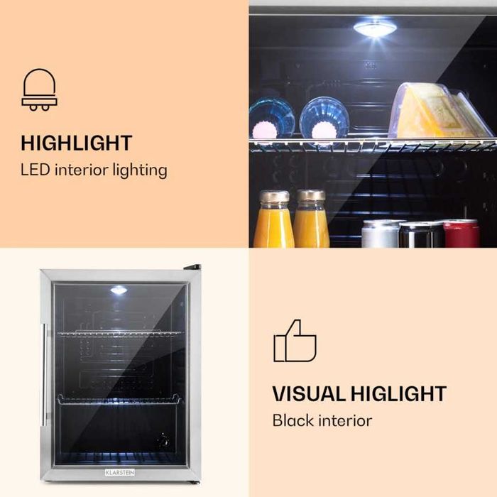 Lodówka szklane drzwi, witryna 60L.  Klarstein   S-297