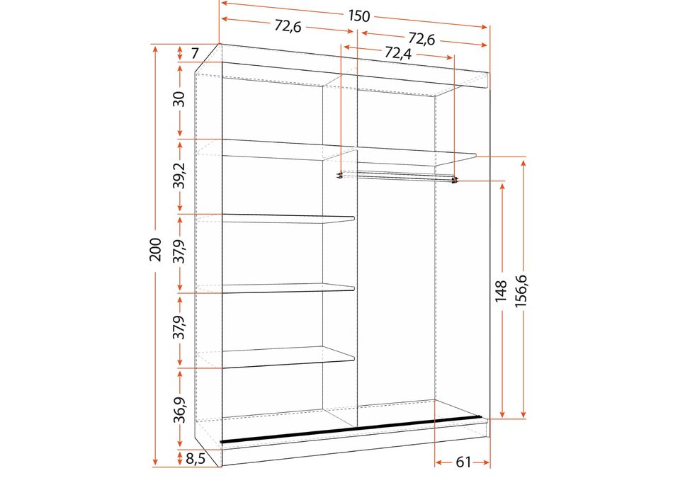 Szafa VISTA 05 Cremona 150 cm