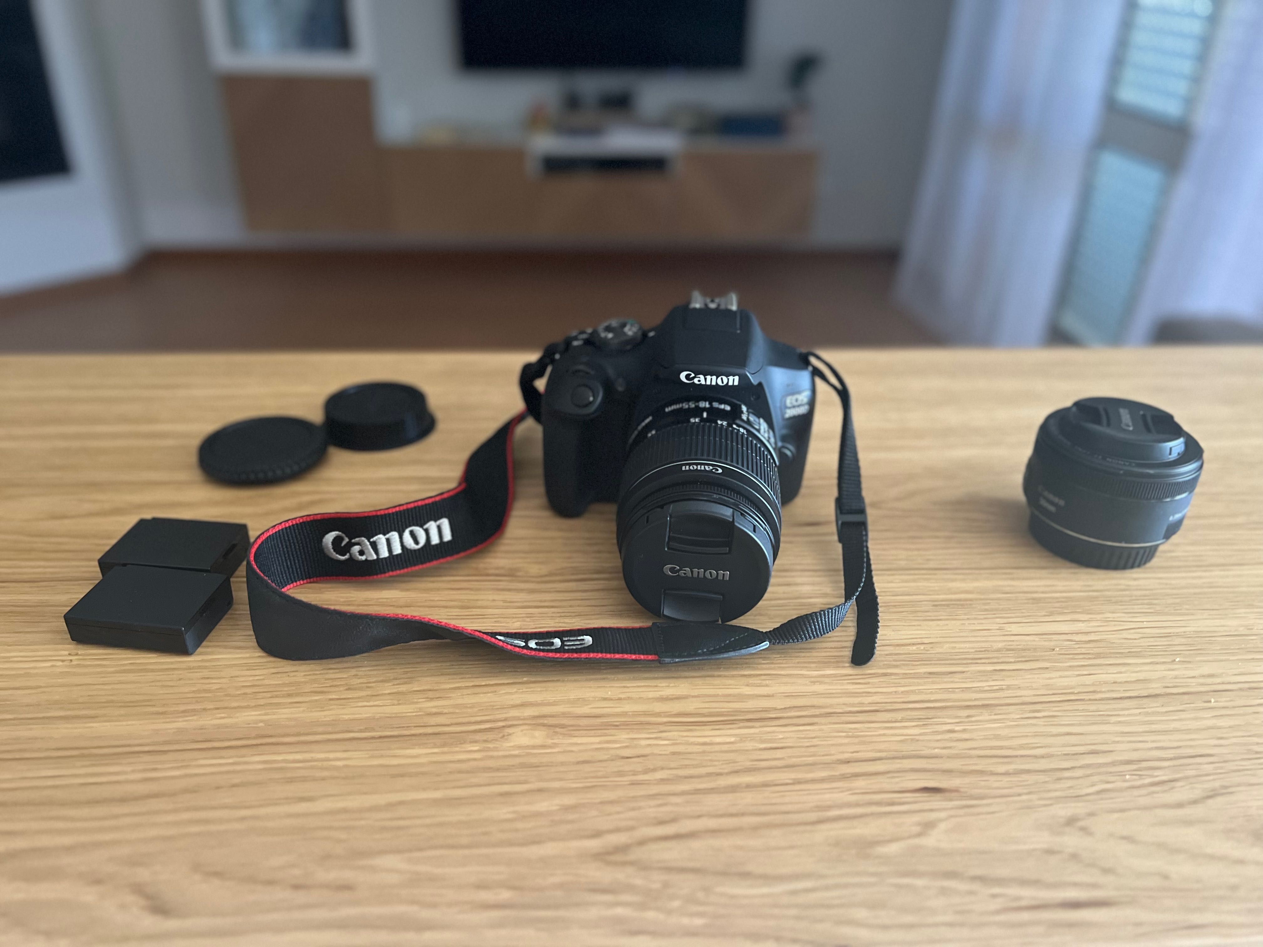 Canon 2000D com lente 18-55 e lente 50mm