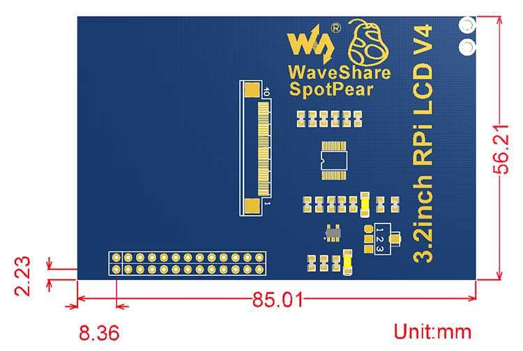 3.2" 320x240 TFT LCD дисплей для Raspberry Pi от Waveshare