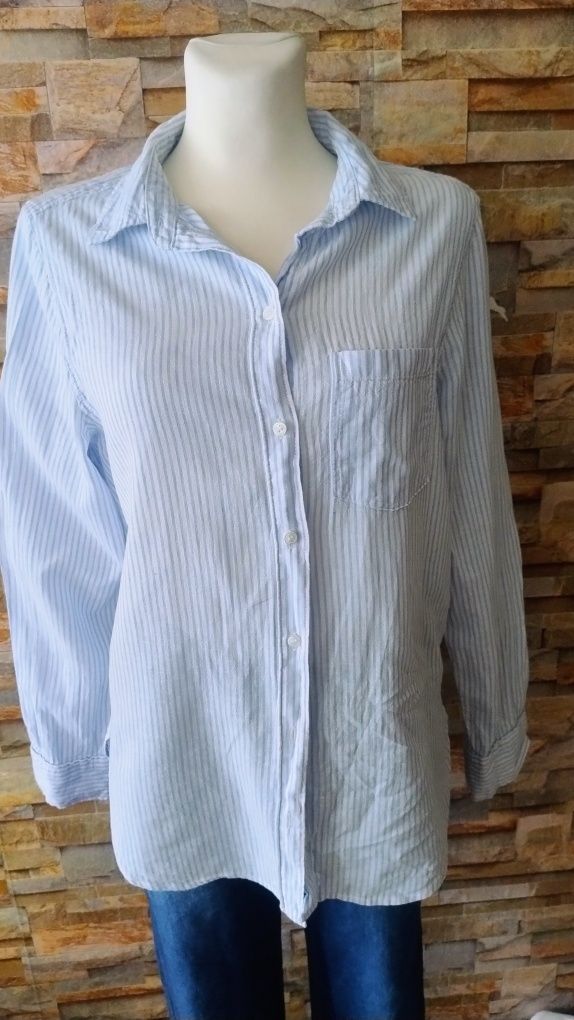 Lniana oversize koszula w paski rozmiar XS . H&M