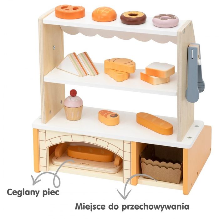 VIGA Drewniana Mini Piekarnia Sklepik Stragan z Wypiekami 16el.
