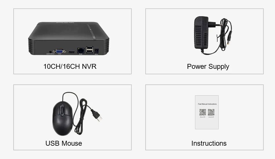 Gravador NVR DVR * H.265 * 10 canais * Deteção de pessoas