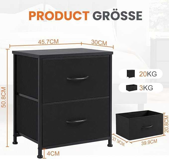 Zestaw Sweetcrispy 2 stolików nocnych z materiałowymi szufladami