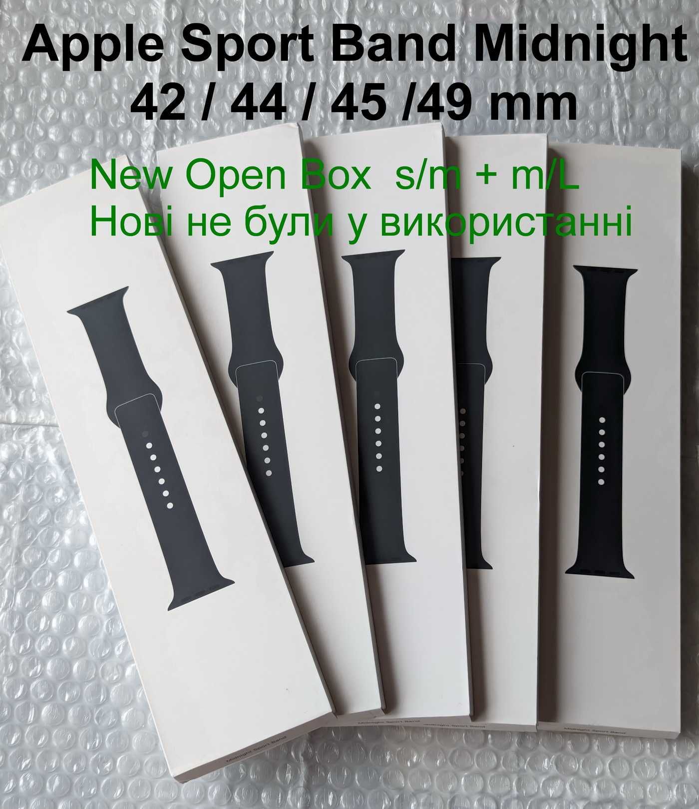 Open Box ноий ремінець Apple Sport Band Midnight  44 45 49 mm s/m m/L