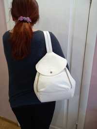Рюкзак жіночий білий шкіра натуральна Італія середній
