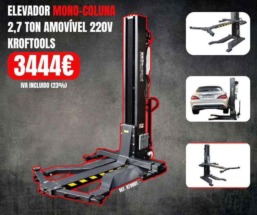 Elevador Mono-Coluna Amovível KROFTOOLS 9801 Cap. 2700 Kg JL20