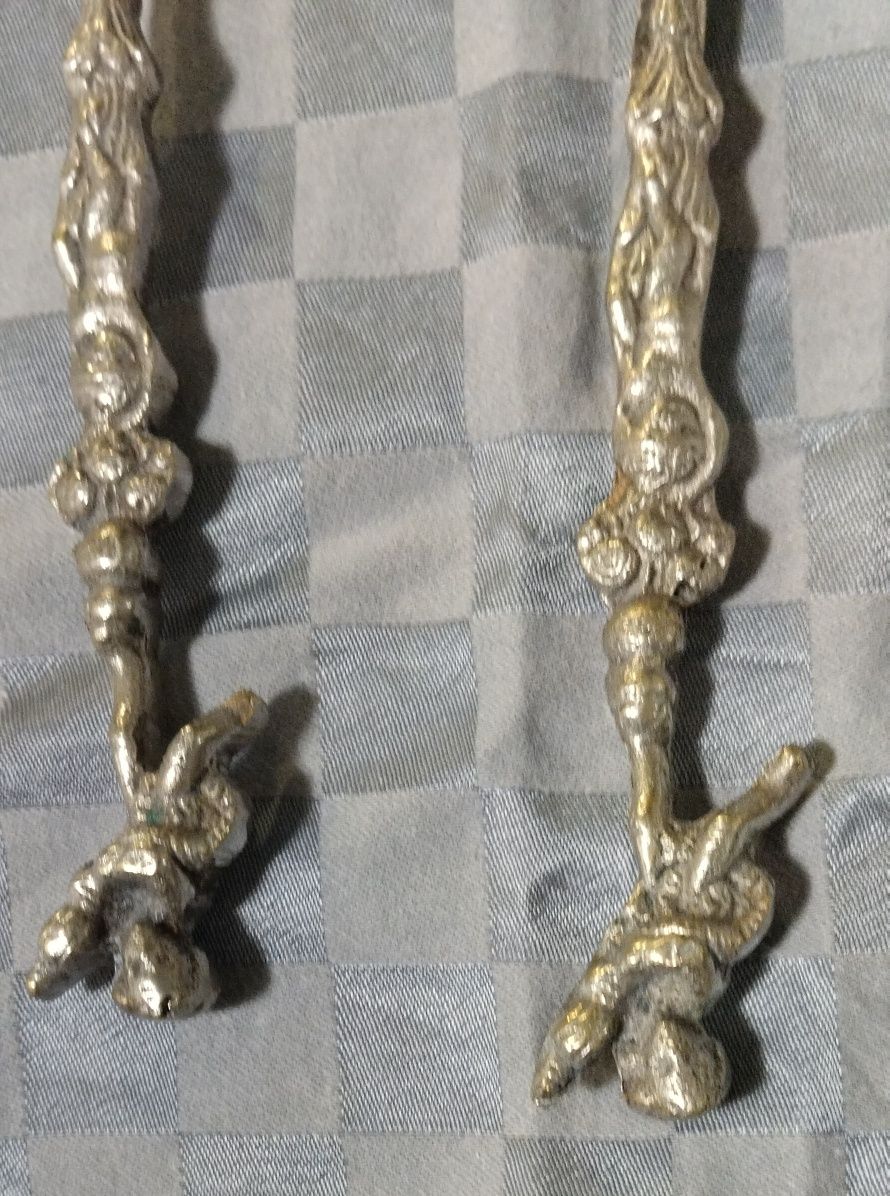 Talheres vintage para salada em aço inoxidável trabalhado