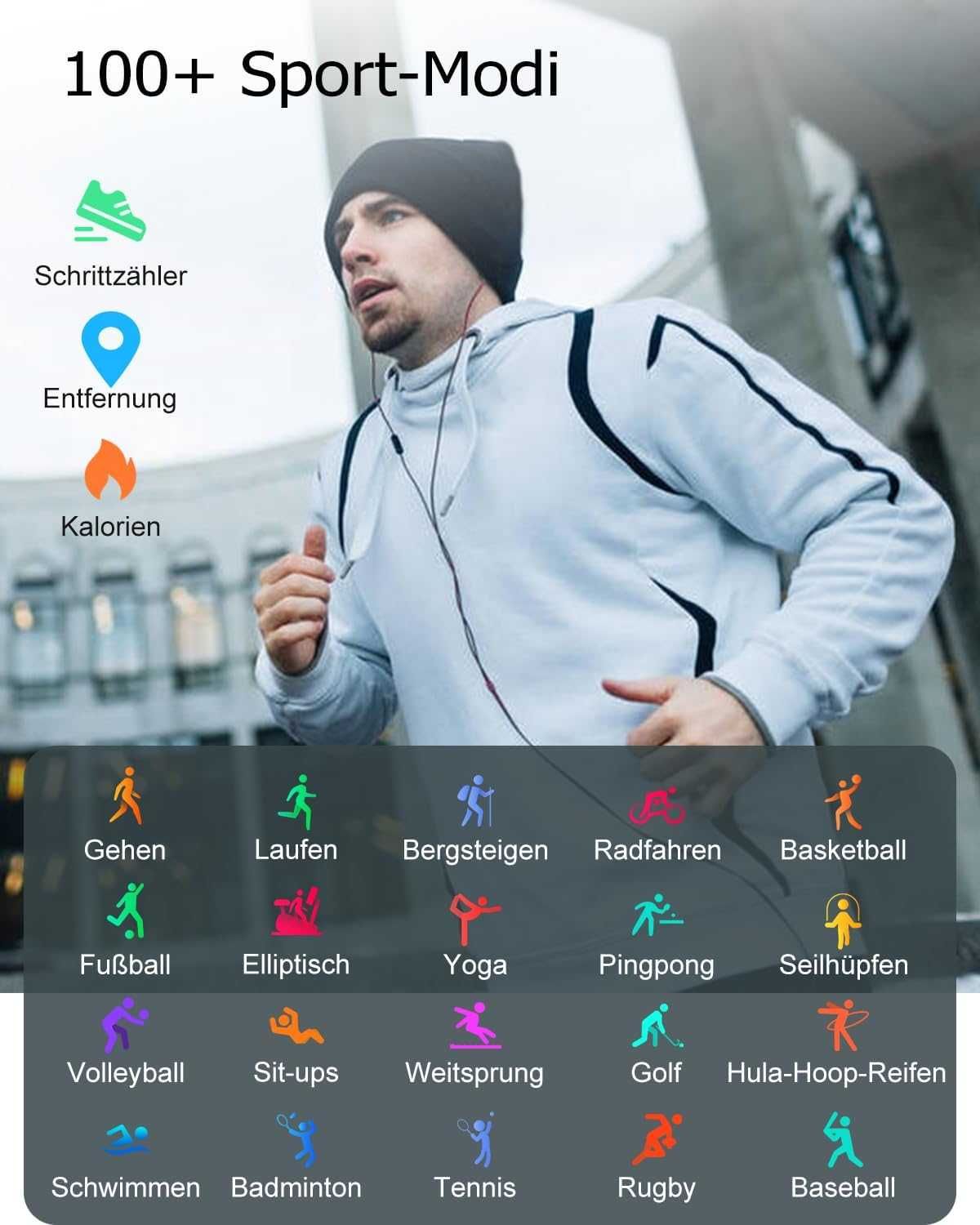 Smartwatch Damski i Męski z Rozmowami Bluetooth Pulsometr Krokomierz