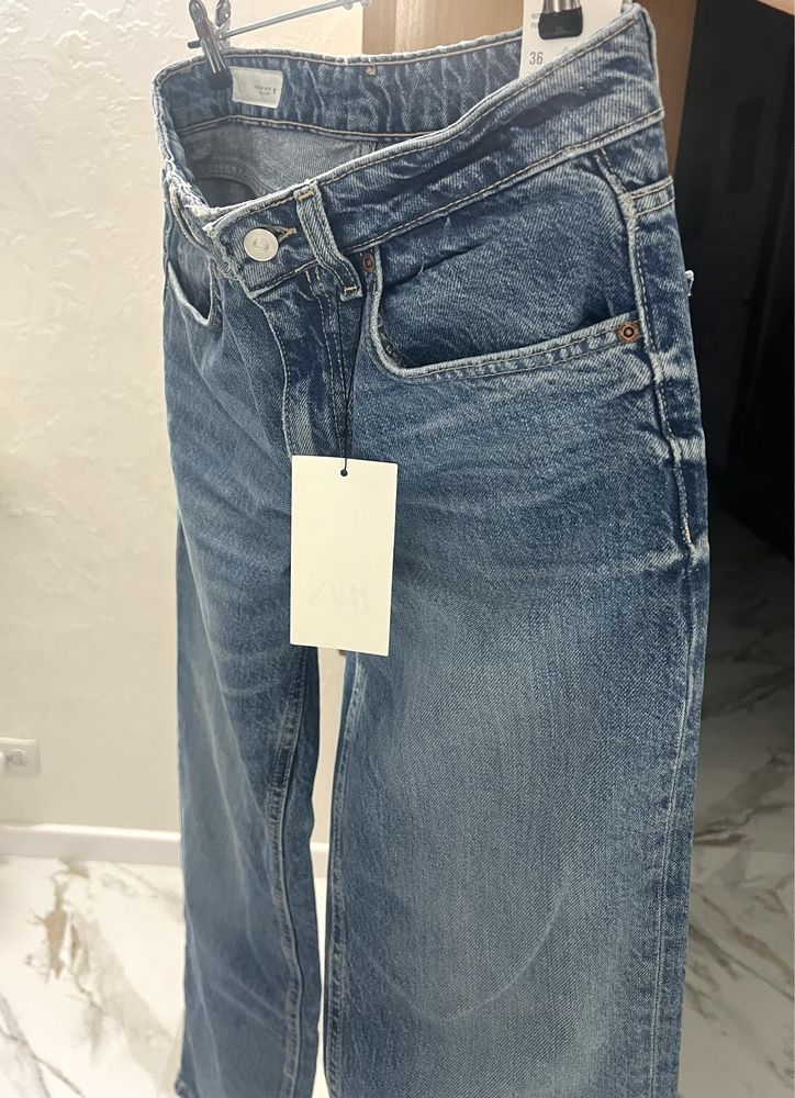 Джинси нові trf wide leg mide-rise zara