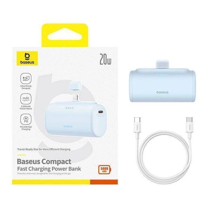 Powerbank Baseus Compact IP 5000mAh 20W Lightning + USB-C Niebieski